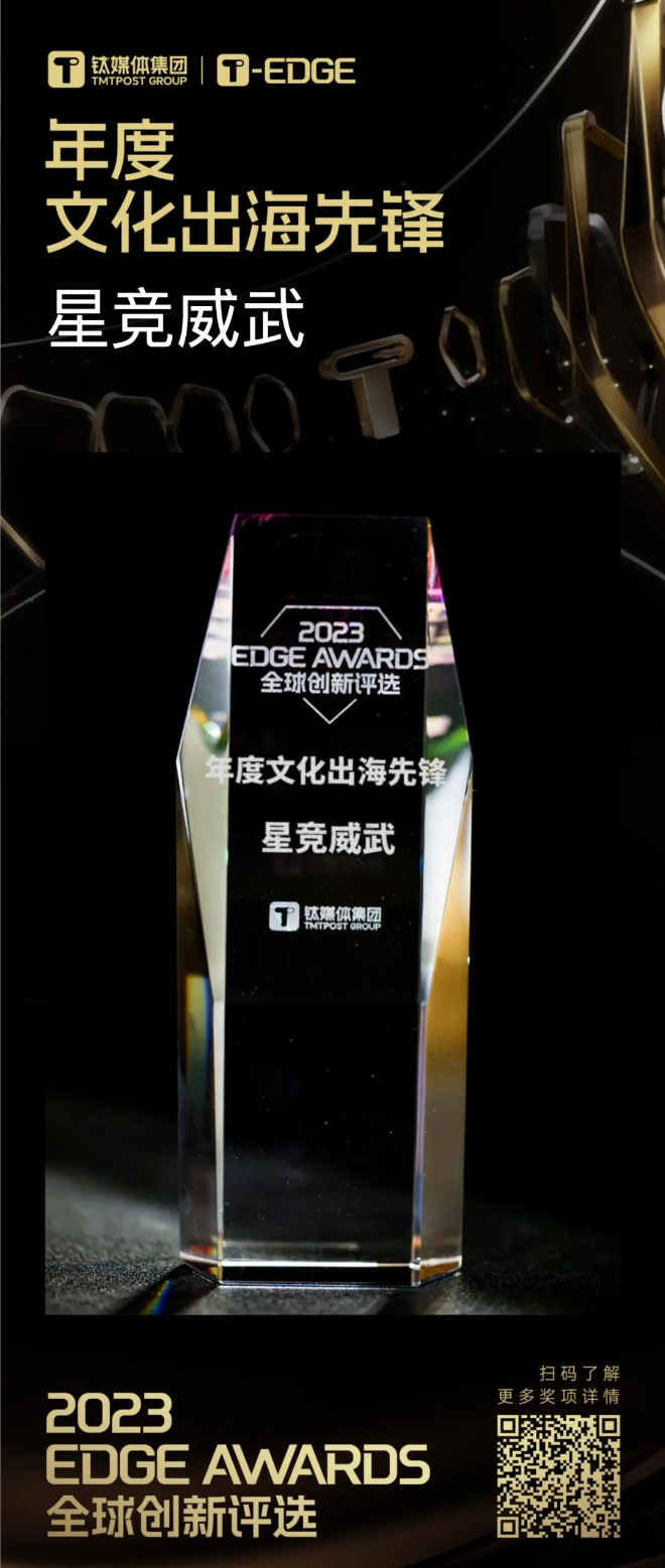 星竞威武集团获评2023钛媒体edge awards“年度文化出海先锋”